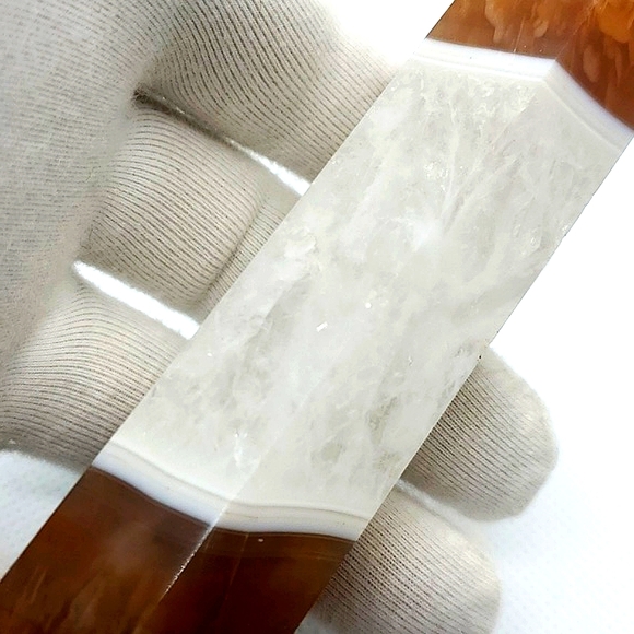 Sardonyx Point Crystal Gemstone Two Tone Colors with Large Beautiful Banding - Picture 5 of 17